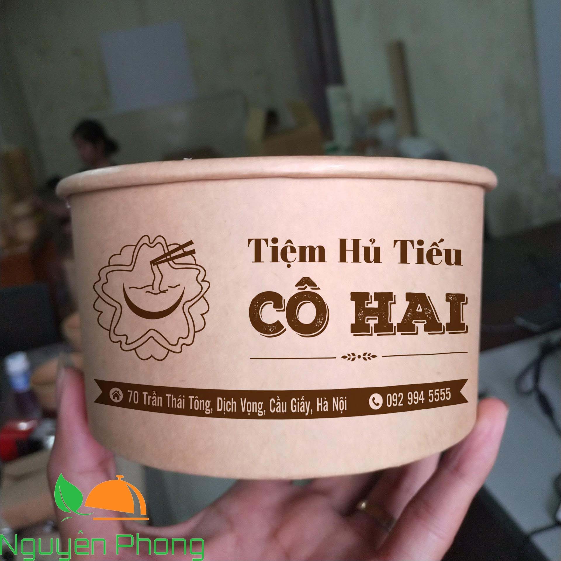 Báo Giá & Quy Trình In Tô Giấy Theo Yêu Cầu: Kinh Nghiệm Đặt In (2026) 16 Tô giấy kraft in lưới một màu logo quán hủ tiếu