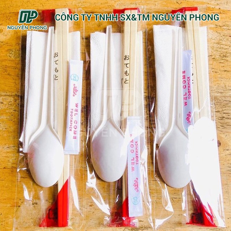 Set đũa thìa giấy ăn tăm đóng sẵn cho đơn mang đi
