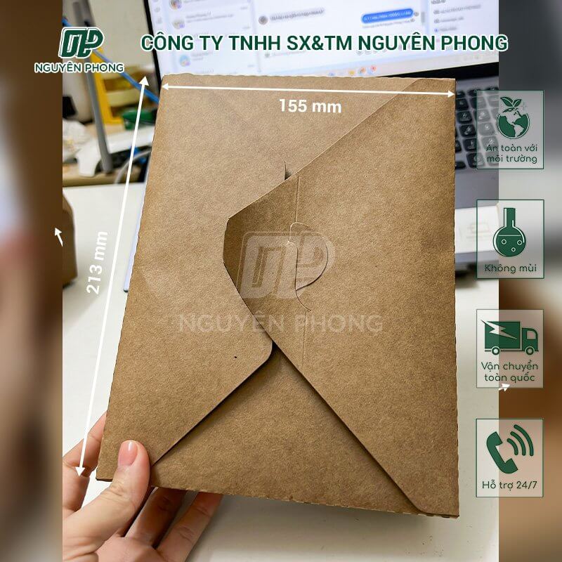 Hộp giấy kraft 2 ngăn xếp chồng sau khi đóng nắp