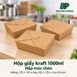 Hộp giấy Kraft 1000ml nắp moc cheo