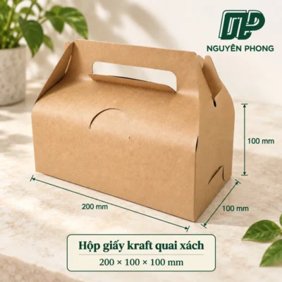 Hộp giấy Kraft quai xach 20x10x10cm