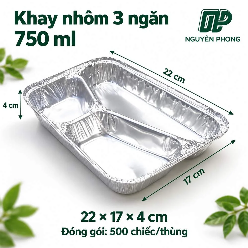 Khay nhôm 3 ngăn 750ml
