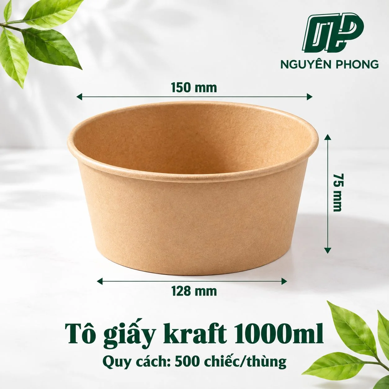 Lỗi hay gặp khi đóng gói đồ ăn mang đi bằng hộp, tô, túi giấy: tràn nước, ỉu món, bung nắp và cách xử lý 5 Tô giấy Kraft 1000ml
