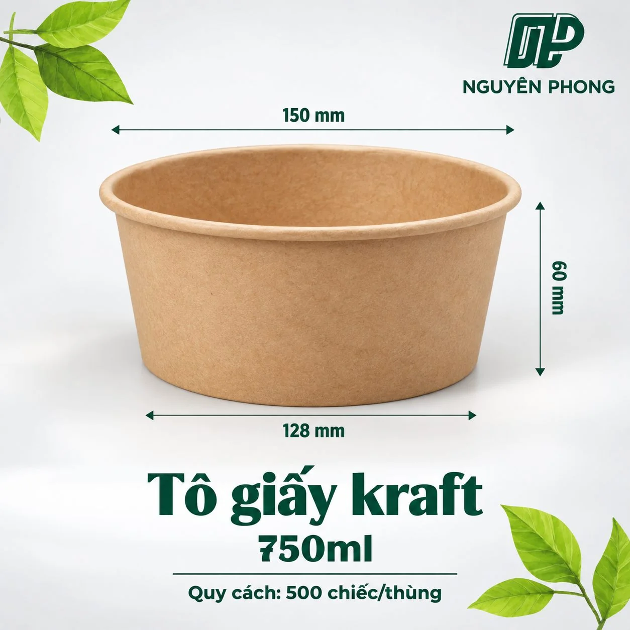 Báo Giá & Quy Trình In Tô Giấy Theo Yêu Cầu: Kinh Nghiệm Đặt In (2026) 6 Tô giấy kraft 750ml - Tô giấy salad