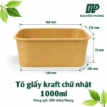Tô giấy Kraft chữ nhật 1000ml