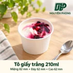 Chén giấy, tô giấy nhỏ 90ml đến 270ml: chọn cỡ nào cho nước chấm, sốt, topping, kem, chè Tô giấy trắng 210ml