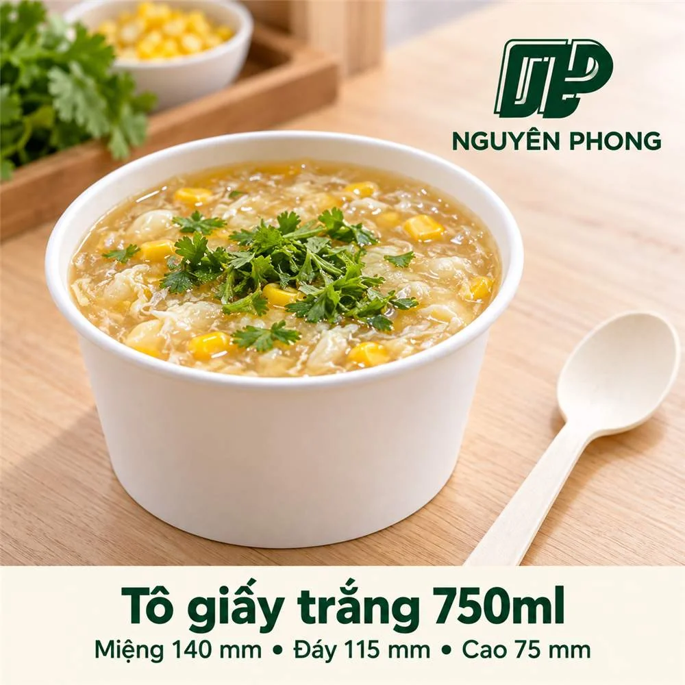 Tô giấy trắng 750ml đựng súp
