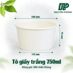 Tô giấy trắng 750ml