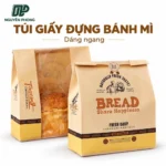 Túi giấy đựng thực phẩm cho quán bánh mì, đồ ăn sáng: chọn túi chống dầu dáng ngang, dáng dọc hay túi kraft không quai Túi giấy đựng bánh mi chong dau ngang qp thcn