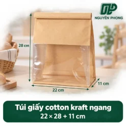 Túi giấy cotton Kraft ngang 22x28x11cm