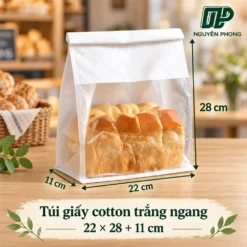 Túi giấy cotton trắng ngang 22x28x11cm