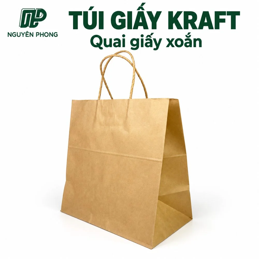 Túi giấy Kraft quai giấy xoắn TG2829 4 Túi giấy Kraft quai giấy xoắn TG2829 chất liệu giấy mộc