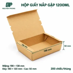 Hộp giấy nắp gập 1200ml – kích thước