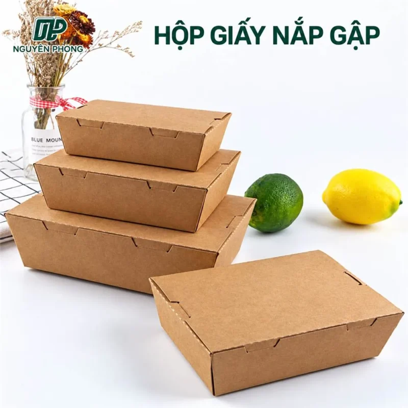 Hộp giấy nắp gập kraft nhiều kích cỡ Nguyên Phong